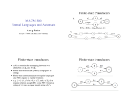 MACM 300 Formal Languages and Automata Finite