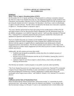 CUCPTSA ADVOCACY NEWSLETTER DECEMBER 2015