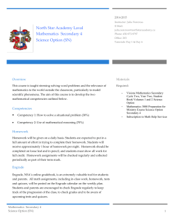 sec 4 SN math - North Star Academy Laval