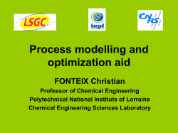 Process modelling and optimisation aid - ENSGSI-Promo-2013
