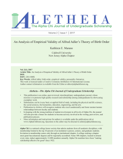 An Analysis of Empirical Validity of Alfred Adler`s Theory of Birth Order