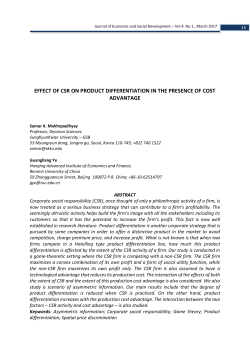 effect of csr on product differentiation in the presence of cost