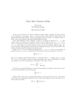 Math 262A: Random Walks