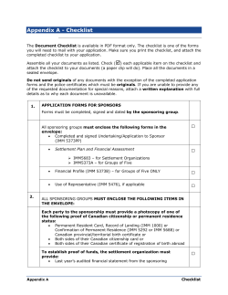 Appendix A - Checklist