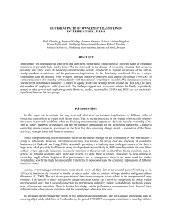 DIFFERENT PATHS OF OWNERSHIP TRANSITION IN