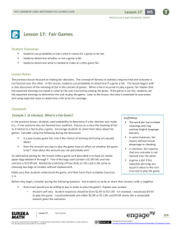 Lesson 17: Fair Games