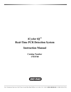 Instruction Manual, iCycler iQ Multicolor Real-Time PCR - Bio-Rad