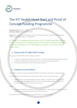 EIT Health Head Start (HS) and Proof of Concept (PoC)