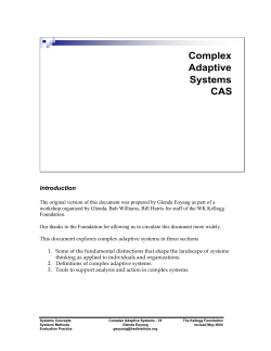 Complex Adaptive Systems CAS