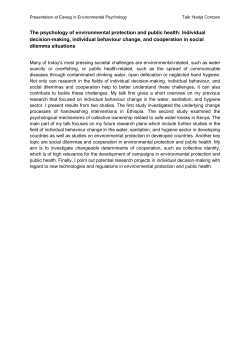 The psychology of environmental protection and public health