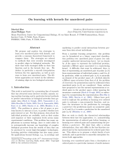 On learning with kernels for unordered pairs