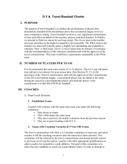 DYA Travel Baseball Charter I. PURPOSE II. NUMBER