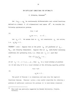 ON SUFFICIENT CONDITIONS FOR OPTIMALITY THEOREM 1 ( [91