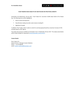 For immediate release FLOW TRADERS HOLDS ANALYST DAY