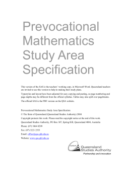 Prevocational Mathematics (2004) Study Area Specification