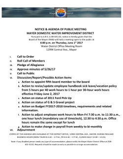 Special Meeting Agenda 6/01/17