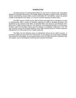 Draft Action Plan for Memorandum of Understanding (MOU) for Joint
