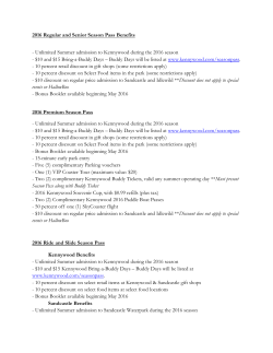 2016 Regular and Senior Season Pass Benefits