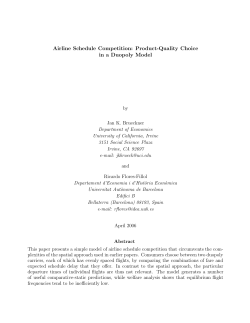 Airline Schedule Competition: Product-Quality - Economics