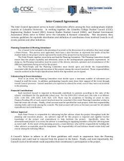 Inter-Council Agreement - Funding at Columbia University