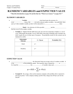RANDOM VARIABLES and EXPECTED VALUE