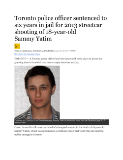 Toronto police officer sentenced to six years in jail for 2013 streetcar