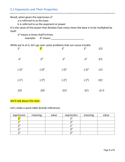 5.1 Exponents and Their Properties