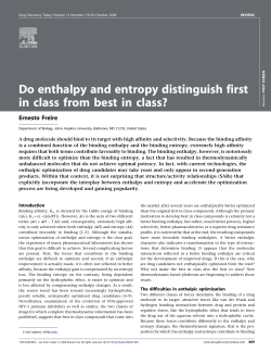 Do enthalpy and entropy distinguish first in class from best