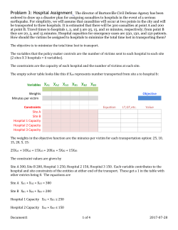 Problem 3: Hospital Assignment The director of Burtonville Civil