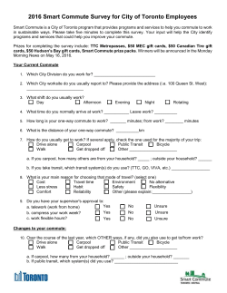 2016 Smart Commute Survey for City of Toronto Employees