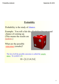 Probability Probability is the study of chance. Example