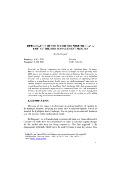optimisation of the securities portfolio as a part of the risk