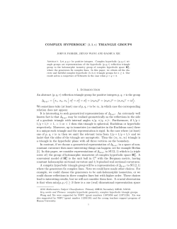 COMPLEX HYPERBOLIC (3, 3,n) TRIANGLE GROUPS 1