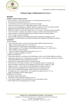 Primary Stage 1 Mathematics for Year 1 Number