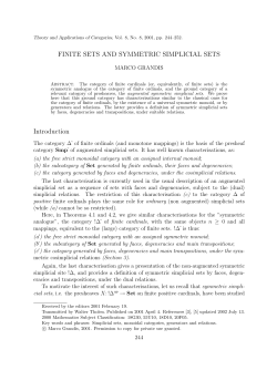 FINITE SETS AND SYMMETRIC SIMPLICIAL SETS Introduction