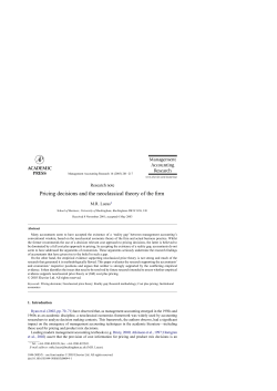 Pricing decisions and the neoclassical theory of the firm