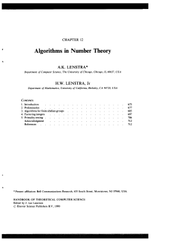 Algorithms in Number Theory