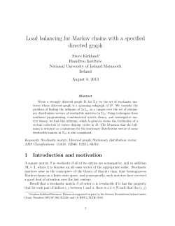 Load balancing for Markov chains with a specified directed graph