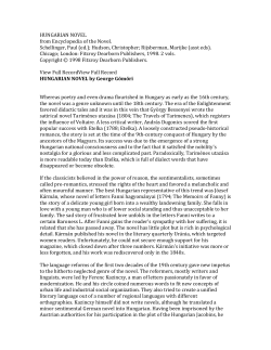 HUNGARIAN NOVEL from Encyclopedia of the Novel. Schellinger