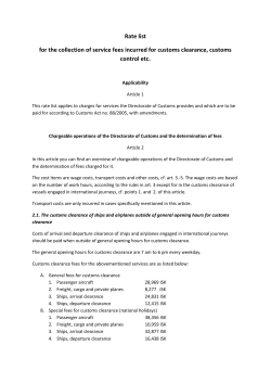 Rate list for the collection of service fees incurred for customs