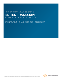 Ford Motor Co to Host CFO &ldquo;Let`s Chat&rdquo; on March 23, 2017 / 2:00PM