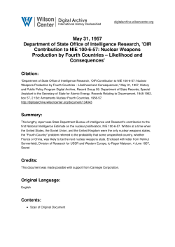 May 31, 1957 Department of State Office of Intelligence Research
