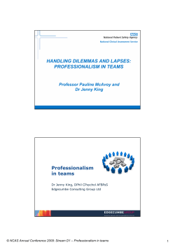 PROFESSIONALISM IN TEAMS Professionalism in teams