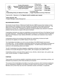 Credentialing Committee - Health and Human Services