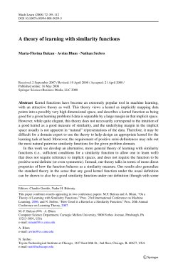 A theory of learning with similarity functions