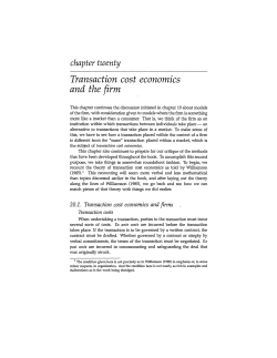 Transaction cost economics and the firm
