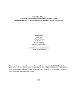 Probability of Success: Evaluation of Florida`s Developmental