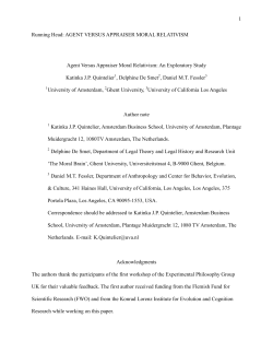 AGENT VERSUS APPRAISER MORAL RELATIVISM Agent Versus