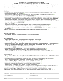 2016-17 Women`s Basketball Game Operations Pre-Game