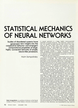 STATISTICAL MECHANICS OF NEURAL NETWORKS